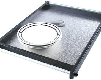 Serving tray tray Forma 410 x 580 mm black wooden frame textured aluminum base