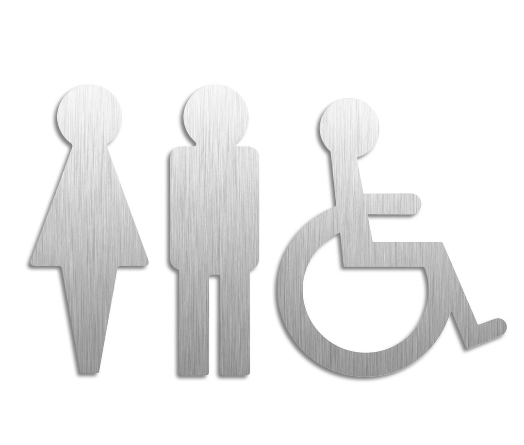 WC Sign Door Sign Pictograms Women Men Wheelchair Toilet Signs 120 Mm Stainless Steel Self