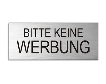 Briefkastenschild "Bitte keine Werbung" 60 x 25 mm aus Aluminium