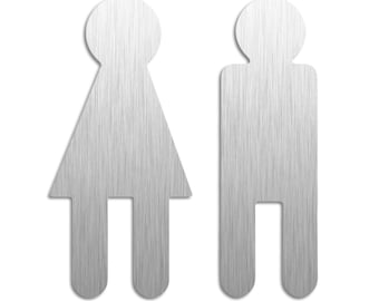 WC Sign Door Sign Pictograms Women Men Toilet Signs 120 mm Stainless Steel Self-adhesive