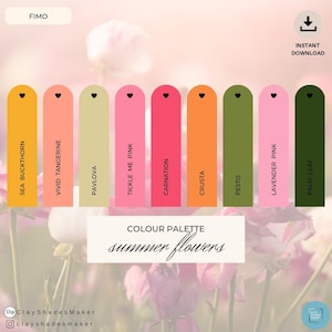 FIMO - Summer Flowers - 9 Colour Palette/ Polymer Clay Colour Recipe/ Clay Mixing Recipe/ FIMO Soft/ Clay Recipe/ Color Mixing/Vibrant