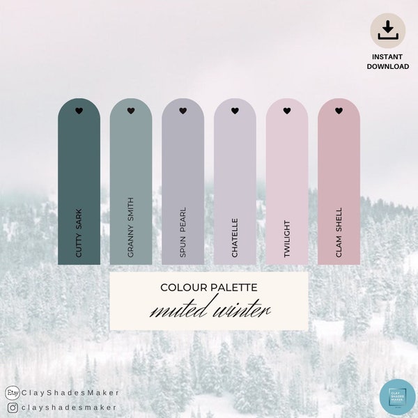 FIMO - Muted Winter - 6 Colour Recipe Palette/ Clay Mixing Recipe/ Colour Recipe/ Clay Recipe/ Color Mixing/ Digital