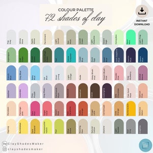 FIMO - Paleta de recetas de colores de 72 tonos de arcilla - Arcilla polimérica / Receta de mezcla de arcilla / Receta de color / Arcilla