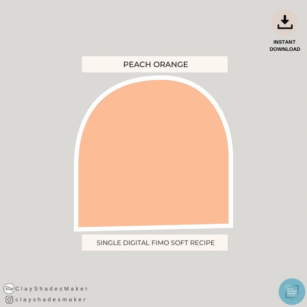 Pêche Orange - Recette d'argile FIMO unique / Argile polymère / Recette de mélange d'argile / Recette de couleur / Pastel / Mélange de couleurs / Couleur numérique / Orange