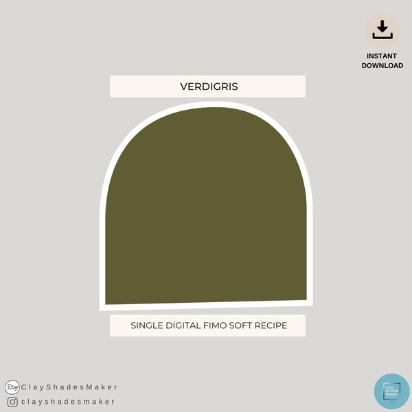 Verdigris - Single FIMO Clay Recipe/ Polymer Clay/ Clay Mixing Recipe/ Colour Recipe/ Green/ Color Mixing/ Digital Colour/ Boho