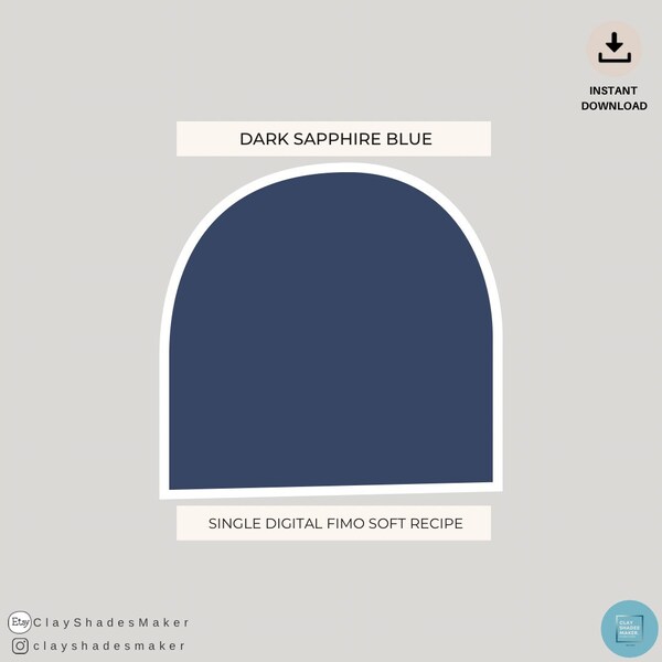 Dark Sapphire Blue - Single FIMO Clay Recipe/ Polymer Clay/ Clay Mixing Recipe/ Colour Recipe/ Color Mixing/ Digital Colour/ Dark Blue