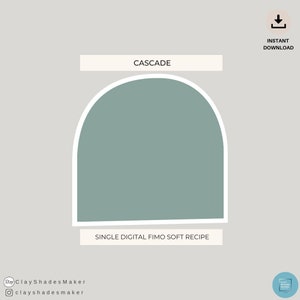 Könnte beinhalten: Ein digitaler Download für ein einzelnes Fimo Soft Clay Rezept namens "CASCADE". Das Rezept ist für eine hellblaue Farbe.