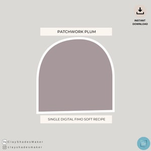 Op de afbeelding: Digitale download van een enkel Fimo soft clay recept voor een paarse kleur genaamd "Patchwork Plum".