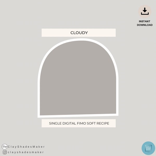 Cloudy - Single FIMO Clay Recipe/ Polymer Clay/ Clay Mixing Recipe/ Colour Recipe/ Muted/ Color Mixing/ Digital Colour/ Grey