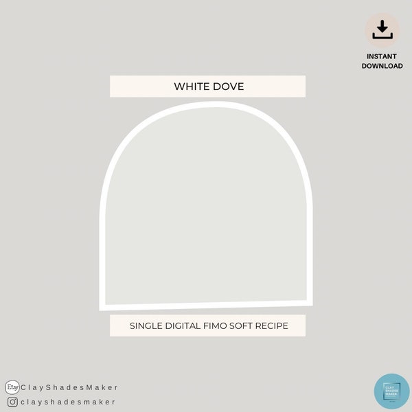 White Dove - Single FIMO Clay Recipe/ Polymer Clay/ Clay Mixing Recipe/ Colour Recipe/ Neutral/ Color Mixing/ Digital Colour/ Grey