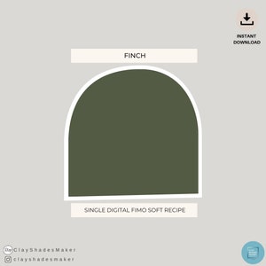 Puede incluir: Una receta digital para un solo color de arcilla Fimo suave, llamada "Finch". El color es un verde oscuro.