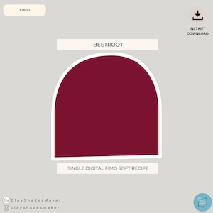 Może przedstawiać: Cyfrowy przepis na pojedynczy kolor gliny Fimo, zwany Burakiem. Kolor jest głębokim, bogatym czerwonym.