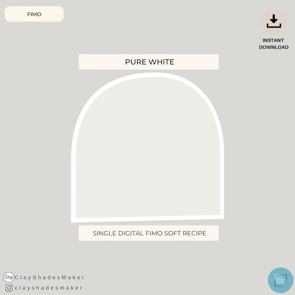 Pure White - Recette d'argile FIMO unique / Argile polymère / Recette de mélange d'argile / Recette de couleur / Blanc cassé / Mélange de couleurs / Couleur numérique / Neutre