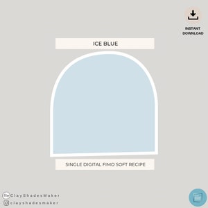 Peut inclure: Recette numérique pour une couleur de pâte Fimo bleu clair appelée "Ice Blue".