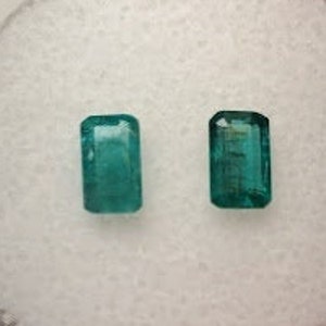 AAA+ Emerald Pair/ Emerald Cut/ Natural Loose Vivid Green Emeralds,  Nova Era, Brazil. Weight: 0.76 combined carats. Perfect for Earring set
