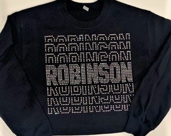 Rhinestone Name Stacked Crewneck! -Single Layer