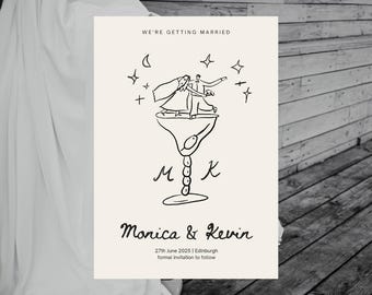 Custom Personalized Couple Bride And Groom Portrait | Wine  Cocktail Glasses, Hand Drawn Whimsical Wedding Portrait Art