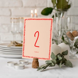 Signe de mariage de numéro de table | Lot d'été coloré | Le jour du mariage dessiné à la main | Cartes de conception de table de mariage colorées amusantes