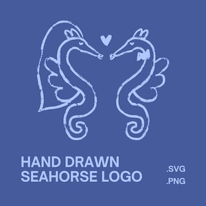 Seepferdchen Paare Illustration, Hochzeit Logo Clipart, Hochzeit & Valentinstag Icon Design, SVG PNG, digitaler Download, Hand gezeichnet Symbol Gekritzel
