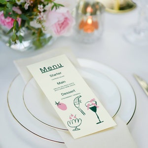 Menu weselne | Papeteria w dniu ślubu | Ręcznie rysowana spersonalizowana papeteria | Nowoczesne kolorowe zaproszenie na ślub | Indywidualny projekt menu żywności