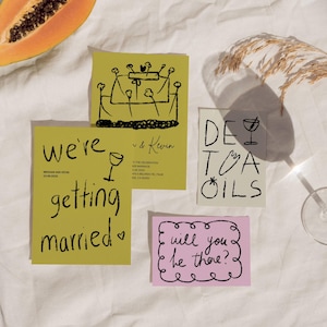 Handgezeichnete Italien Hochzeitseinladung Set | Personalisiertes Hochzeits-Briefpapier | Einzigartige Bunte Hochzeit | Sommer Grün Pink stationär