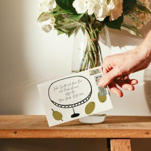 Martini olive Hochzeitseinladungen Umschläge | Digitales Hochzeits-Briefpapier |  wunderliche Hochzeit Umschlag Design | Handgezeichnete Illustration