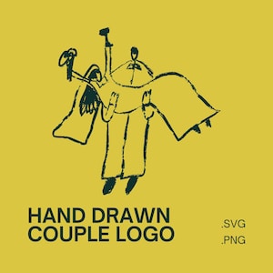 Ilustración de novio con novia bailando, clipart de logotipo de boda, diseño de icono de compromiso de boda, SVG PNG, descarga digital, Canva dibujado a mano