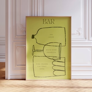 Bar Schild | Zum Tag des Tages Briefpapier Menüleiste | Handgeschriebenes Briefpapier | Mutige moderne bunte Hochzeit | Illustration Sommer Hochzeit Grün