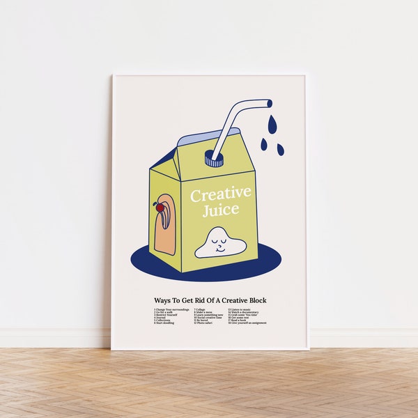 Creative Juice Print - Digital Download Art  - Trendy Retro Poster - Aesthetic Wall Art - Retro Aesthetic - Trendy 70's Poster - Dorm Decor