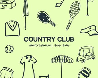 County Club Wedding Bridal Clipart for Wedding Menus | Hand-Drawn Lobster, Oyster, Fish Illustrations for Coastal Events Illustration Doodle