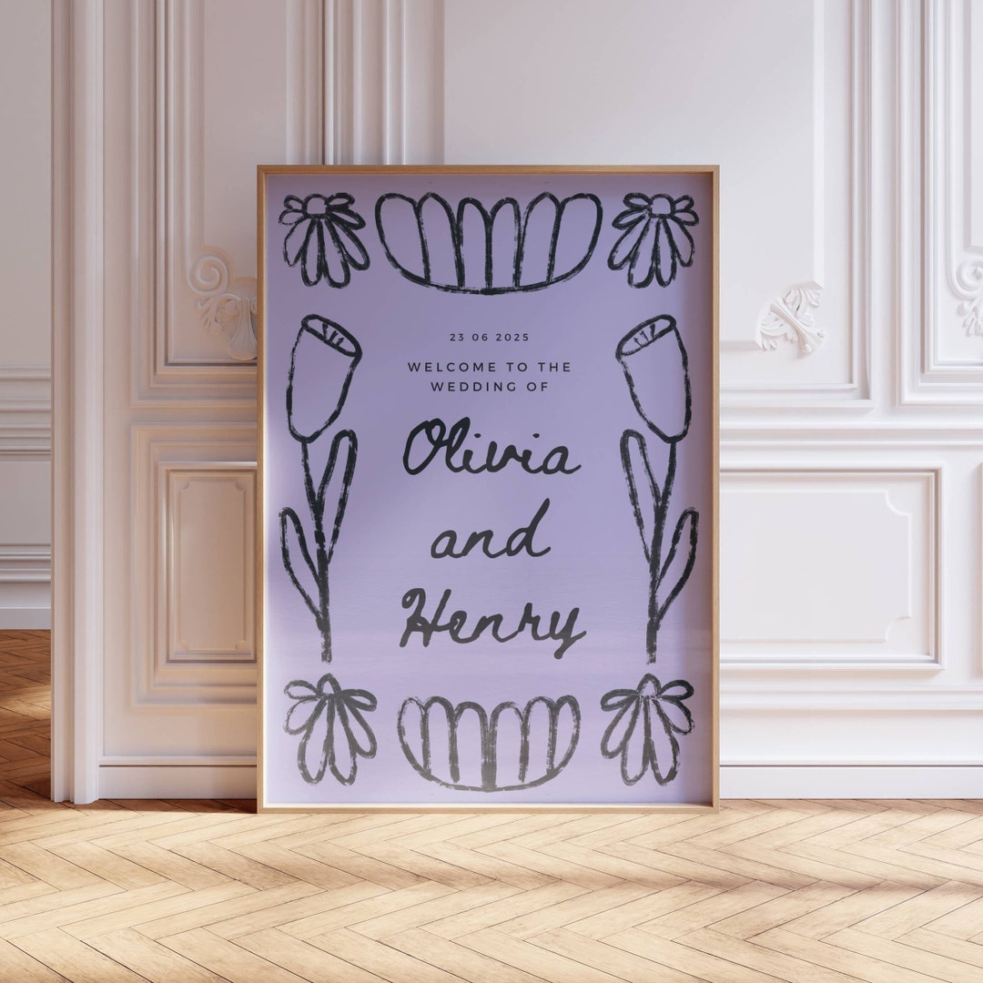 Modern Scribble Wedding Welcome Sign | on the Day Stationery | Hand ...