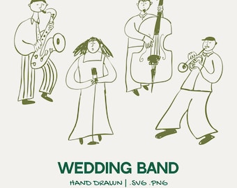 Hand-Drawn Musical Band Illustration Set | Whimsical Wedding Clipart | Orchestra Jazz Band Invitations Wedding Bridal Shower