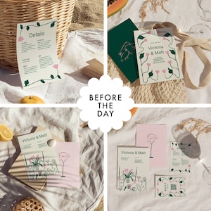 Vor dem Tag Hochzeitspapeterie | Handgeschriebene Hochzeitsapplikation | Hochzeit Briefpapier Vorlage | Personalisierte Garten Bunte Hochzeit Bundle