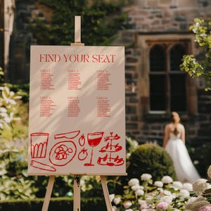 Tischbestuhlung Hochzeitsschild | Handgeschriebenes Briefpapier | Am Tag der Hochzeit benutzerdefinierte schrulligen Schild | Bunte Hochzeit | Moderne Hochzeitseinladung