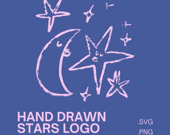 Sun & Stars Logo Clipart Illustration, Wedding Couple Logo, Wedding Doodle, Hand drawn illustration, Wedding doodle, Digital Wedding Icon