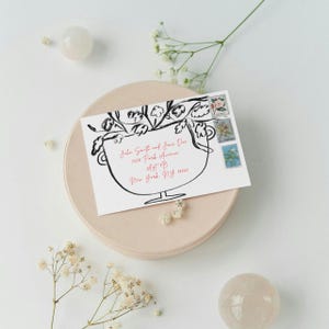Sobres para invitaciones de boda con floreros / Papelería digital para bodas / Diseño de sobres de boda extravagantes / Ilustración dibujada a mano