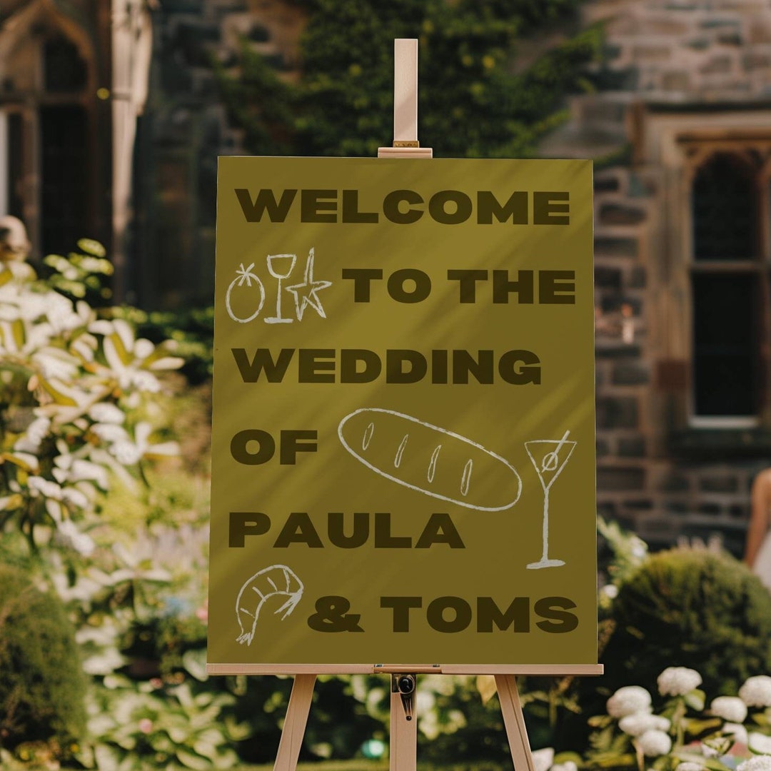 Modern Scribble Wedding Welcome Sign | on the Day Stationery | Hand ...