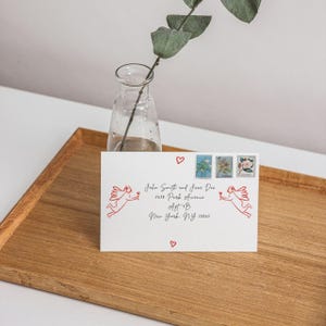Sobres de invitación de boda con forma de Cupido / Papelería digital para bodas / Diseño de sobre de boda con forma de Cupido / Ilustración dibujada a mano