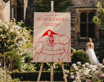 Ilustración de boda personalizada dibujada a mano para pareja / novios / logotipo dibujado a mano / papelería de regalo / retrato de pareja