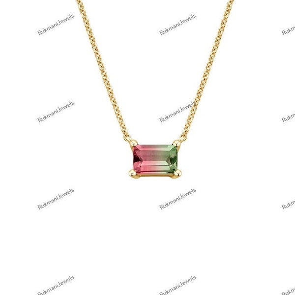 Watermelon Tourmaline Necklace, Pink and Green Tourmaline, Ombre, Watermelon Tourmaline Jewelry Pink, October Birthstone, Bi-color necklace