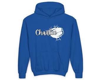 Kinder Hockey Hoodie mit Name und Nummer - Personalisiertes Team Sweatshirt, Jugend Sport Hoodie, Team Spirit Bekleidung, Hockeyspieler Geschenk