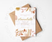 Boho Baby Shower Invitation, Baby girl, Girl Baby Boho Invite, Printable Baby Shower Invite,
