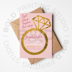 Bachelorette Party Invitation, Las Fling before the ring invite, Bachelorette Party Invite, Printable Bachelorette Invitation