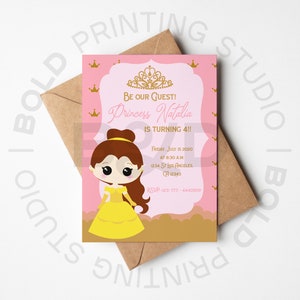 Princess Belle Girl Birthday Invitation, Beauty and the Beast Invites, Belle Birthday Invite, Printable Invite