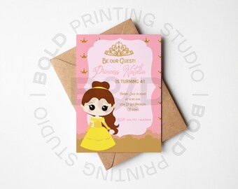 Princess Belle Girl Birthday Invitation, Beauty and the Beast Invites, Belle Birthday Invite, Printable Invite