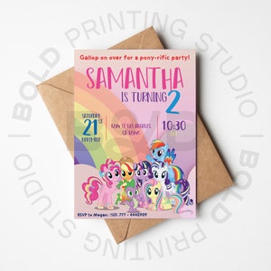 My Little Pony Invitation, Pony Theme Party, My little pony party invites, Rainbow invitation for girls Birthday Invite, Printable Invite