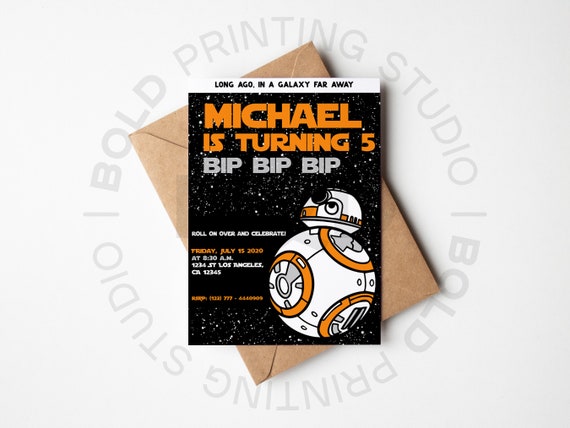 BB8 Birthday Invitation Printable Invitation Star Wars - Etsy