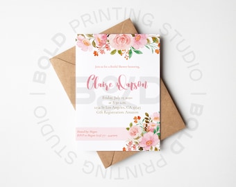 Invitación a la despedida de soltera de flores, Invitación a la ducha de flores de acuarela, Ducha de boda floral, Invitación de ducha imprimible
