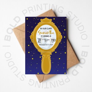 Princess Belle Girl Birthday Invitation, Beauty and the Beast Invites, Belle Mirror Invite, Belle Birthday Invite, Printable Invite