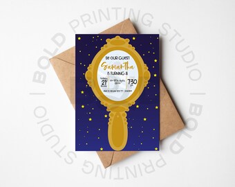 Princess Belle Girl Birthday Invitation, Beauty and the Beast Invites, Belle Mirror Invite, Belle Birthday Invite, Printable Invite